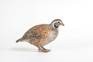 Fototapeta premium Closeup of a Gambel's Quail Standing on a White Background