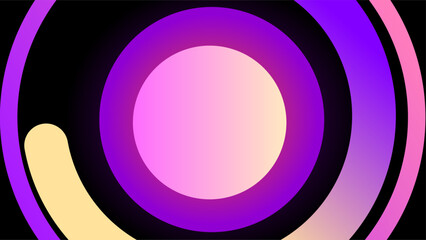 Rotating purple blue orange circle outlines over black background