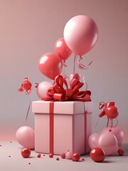 Balloons, Celebration, Gift, Pink, Surprise, Party, Festive, Decoration, Helium balloons, Ribbon