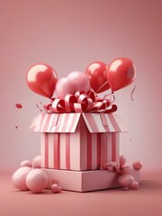 Balloons, Celebration, Gift, Pink, Surprise, Party, Festive, Decoration, Helium balloons, Ribbon