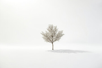 Fototapeta premium Minimalist White Tree in a White Landscape