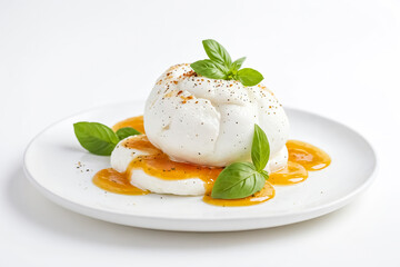 Burrata with Apricot Sauce and Basil