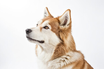 Fototapeta premium Adorable Husky Mix Dog Looking Up with Curiosity