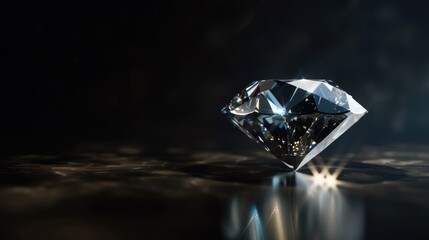 Obraz premium Diamond Reflection on a Dark Surface