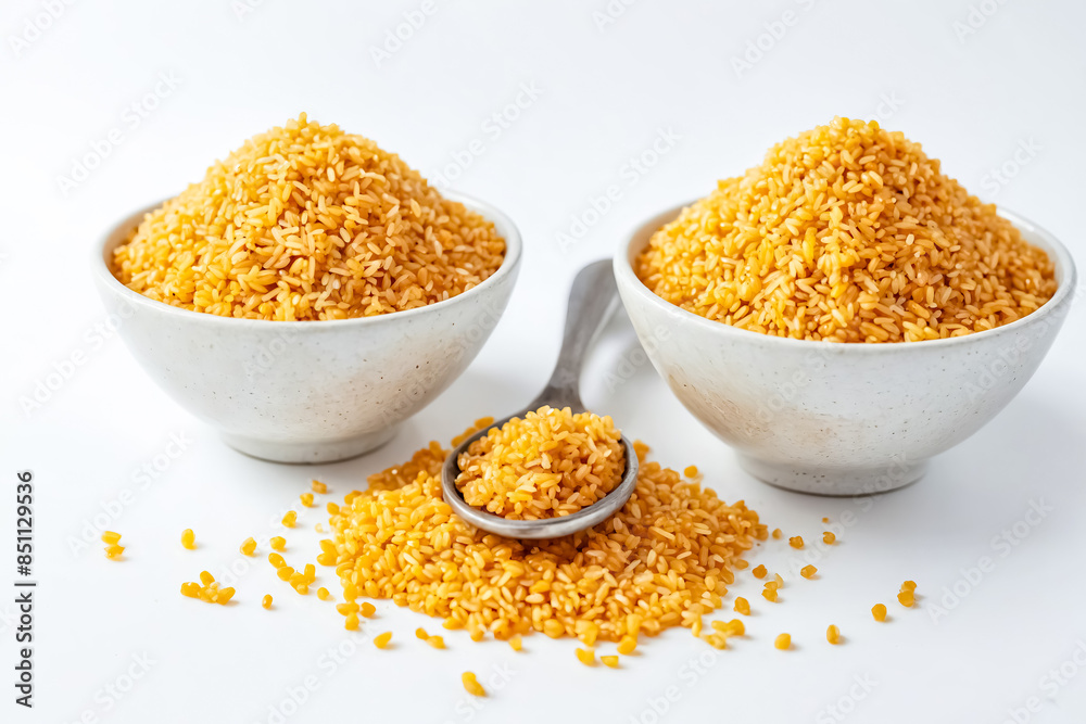 Canvas Prints Close-up of Split Yellow Peas in White Bowls