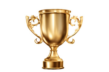 golden trophy on transparent background
