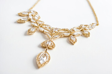 Gold Necklace with Crystal Pendants