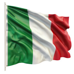 Obraz premium Italian flag waving in the air, showcasing vibrant colors and symbolizing Italy's national pride and heritage.