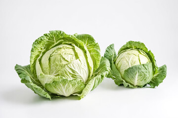 Obraz premium Fresh green cabbages on a white background