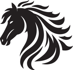 Silhouette image  horses head Victor style