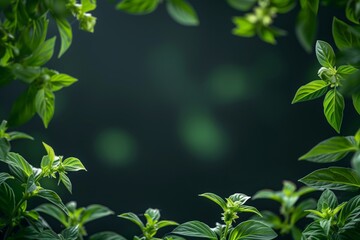Holy Basil Frame on Dark Isolated Background.