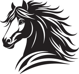 Silhouette image  horses head Victor style