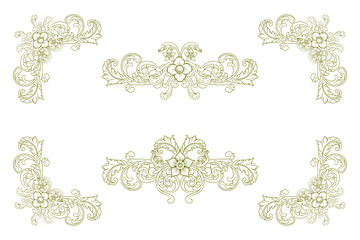 Classic Vitage Wedding Ornaments Frames Separator Elements Classic Vintage Wedding Invitation Hand Drawn Ornate the Calligraphy Poster Victorian Style