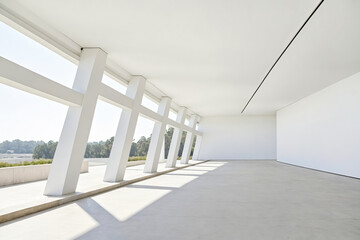 Naklejka premium Minimalist Modern Architecture with White Walls and Windows