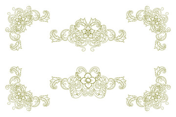 Classic Vitage Wedding Ornaments Frames Separator Elements Classic Vintage Wedding Invitation Hand Drawn Ornate the Calligraphy Poster Victorian Style