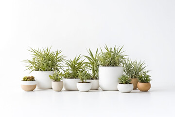 Minimalist Green Plants in White Pots