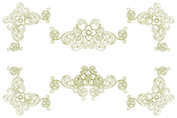 Classic Vitage Wedding Ornaments Frames Separator Elements Classic Vintage Wedding Invitation Hand Drawn Ornate the Calligraphy Poster Victorian Style