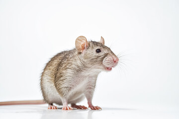 Gray Rat on White Background