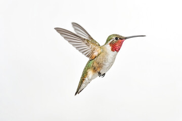 Fototapeta premium Hummingbird in Flight, Isolated on White Background