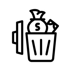 14 wasted money line icon illustration vector graphic