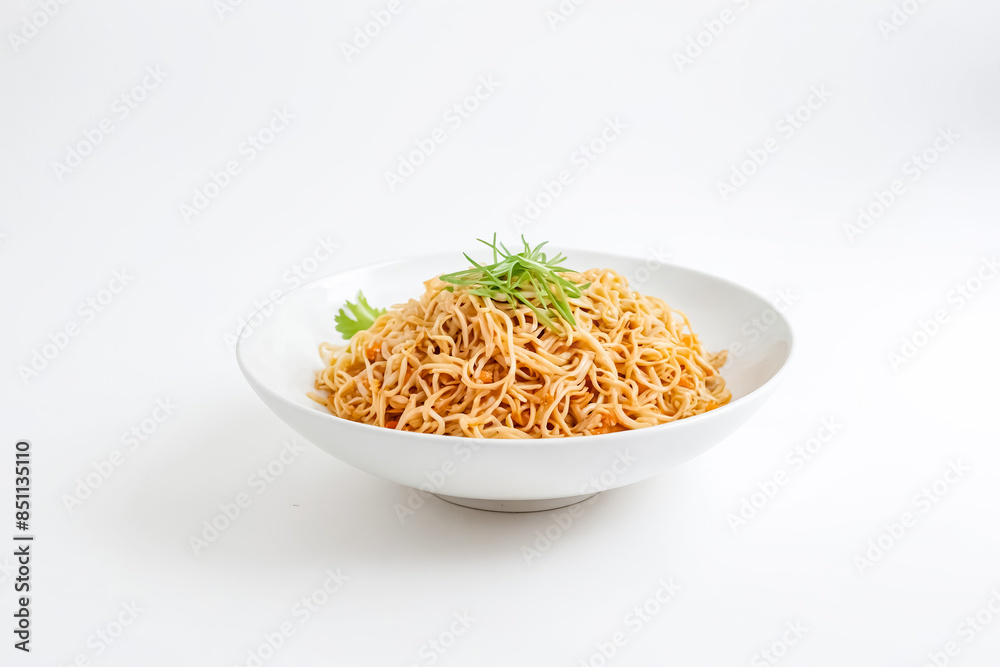 Canvas Prints close up of a bowl of noodles on a white background