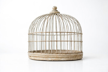 Vintage Bird Cage on White Background