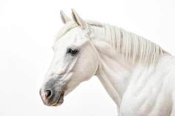 Closeup Portrait of a White Horse