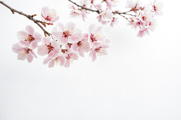 Close Up of Pink Cherry Blossoms on a Branch