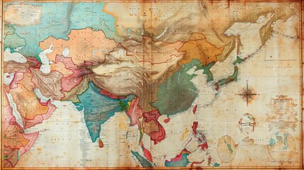 Old Maps with Modern Data Visualization: background combining antique maps with contemporary data visualization elements, representing