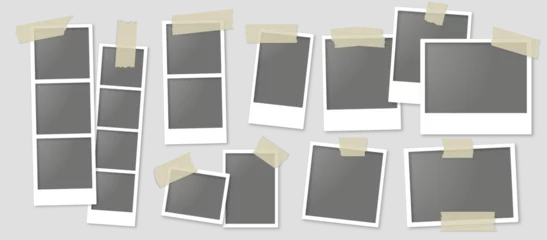 Fototapeten Grau filled all polaroids frames with tape  © Diana Bedoya