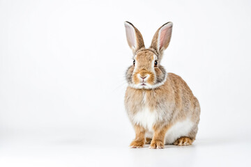 Obraz premium Closeup of a Cute Bunny Rabbit on a White Background