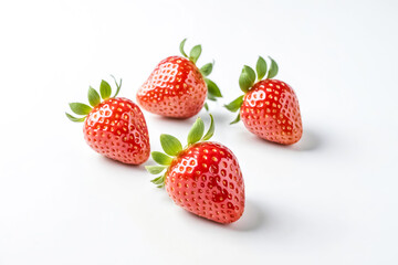 Fresh Red Strawberries on White Background