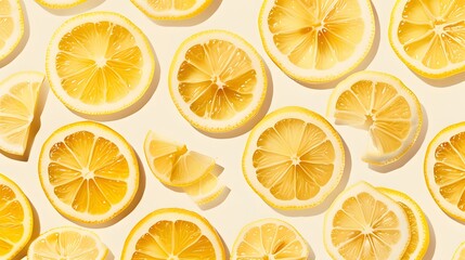 Fresh lemon slices pattern backgrond. 