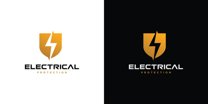 Powerful and modern electrical protection logo design