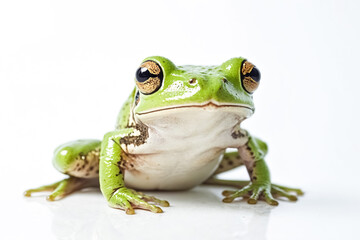 Obraz premium Green tree frog isolated on white background