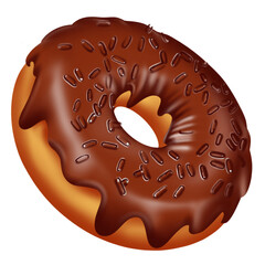 realistic of  donuts with sprinkles isolated on transparent background.