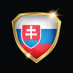 Slovakia Flag Golden Shield Logo