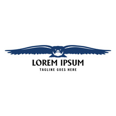 Vintage Retro Flying Eagle Hawk Falcon Bird Silhouette Illustration Design