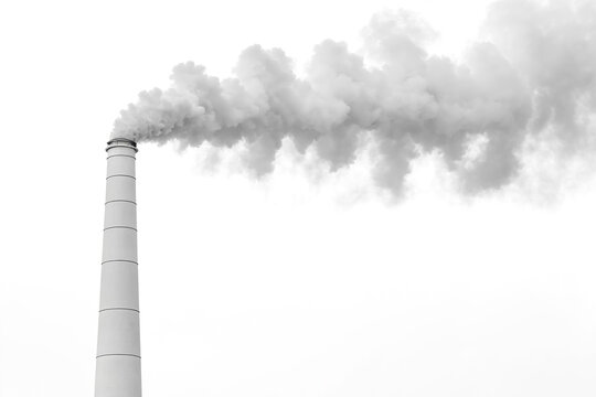 Smoke Stack Emitting Smoke Against a White Background