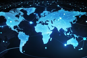 Naklejka premium global map network connection