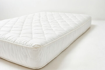 Fototapeta premium White Mattress with Quilted Top Isolated on White Background