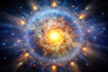 Fototapeta premium Explosion microscopic background, galaxy concept Generative AI