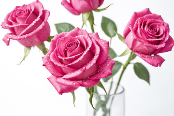 Close-up of Pink Rose with Water Drops