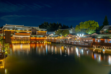 Fototapeta premium A Beautiful Historical Chinese water town at night