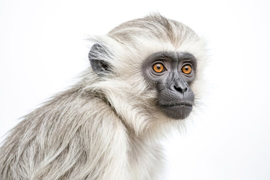 Close-up of a gray langur monkey's face