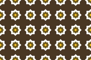 A pattern design of a brown and white flowers with yellow centers