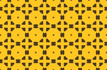 A pattern of squares and triangles in yellow and brown