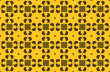 A pattern of squares and circles in yellow and brown