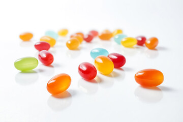 Colorful Capsules on White Background