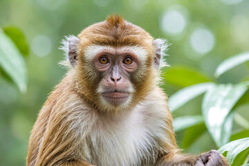 Obraz premium Close-up of a monkey's face with a soft, blurred background
